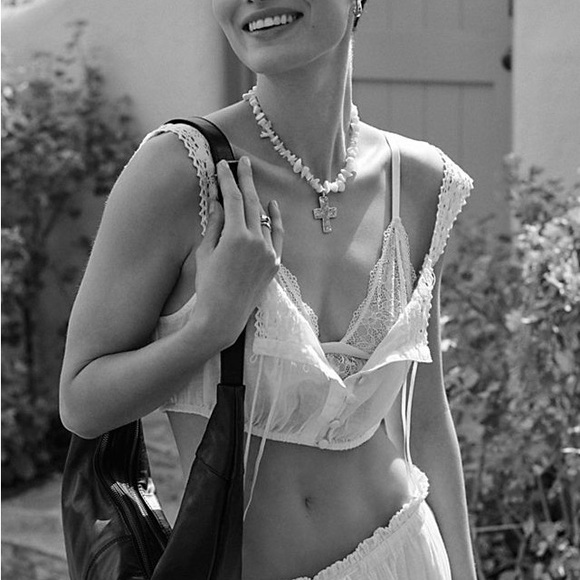 New Free People Bright Eyes Bralette Lace Bra Boho Ivory - Picture 3 of 7